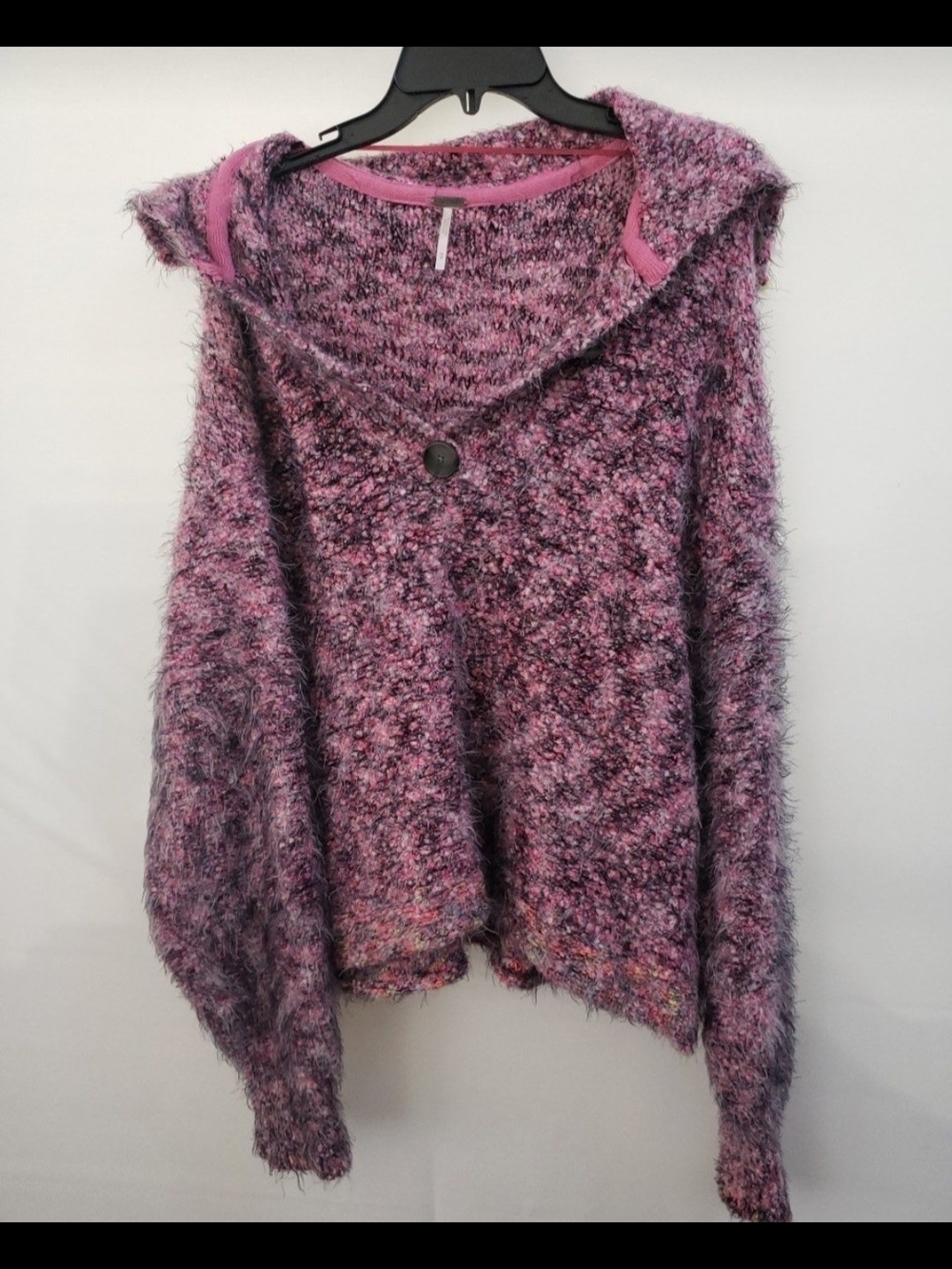 Free People Pink & Purple Fuzzy V-Neck Sweater